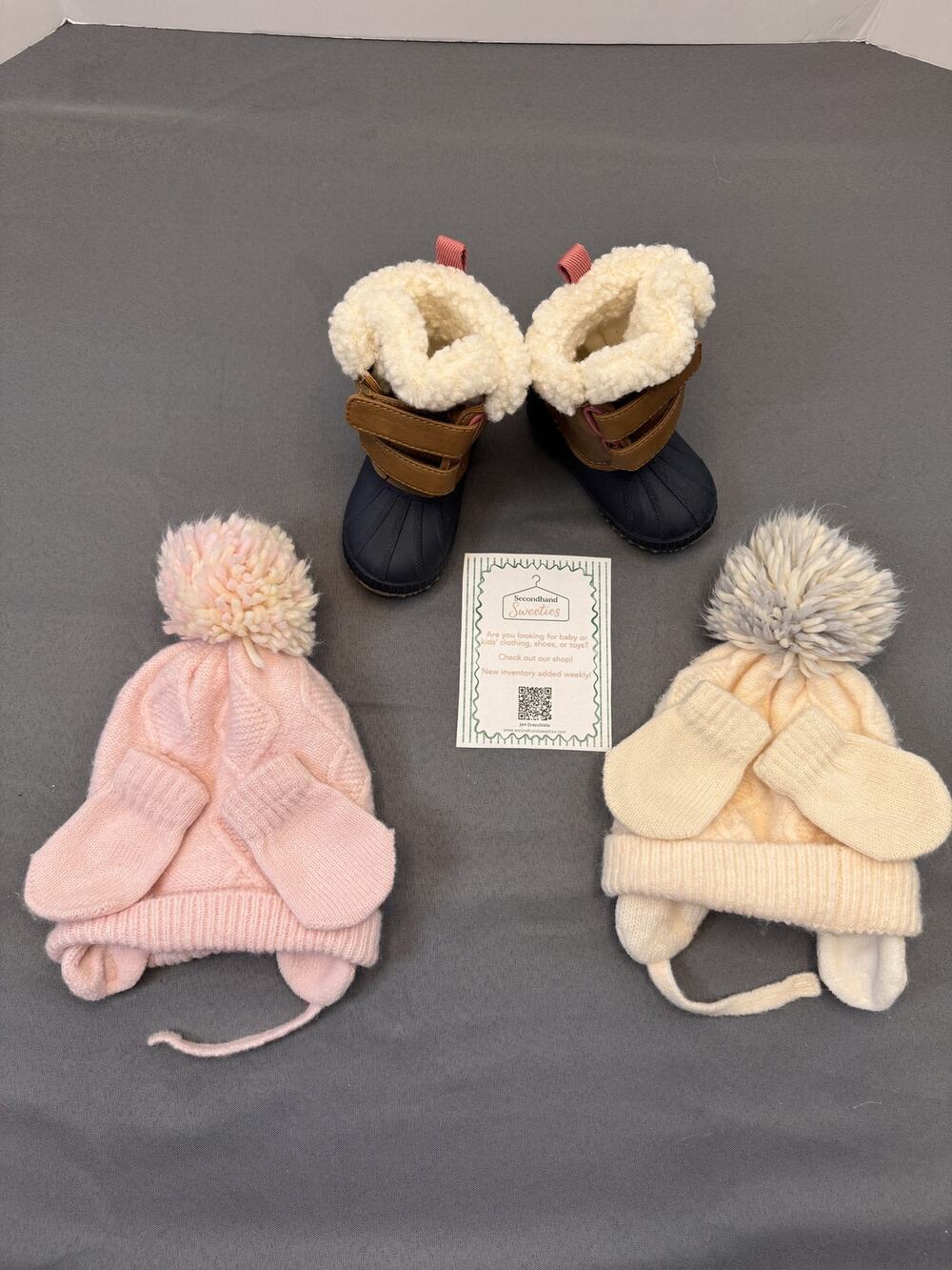 Cozy Toddler Winter Bundle – Boots + 2 Hat & Mitten Sets #608